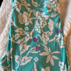 EUC LuLaRoe TC2 Leggings, teal w/raspberries